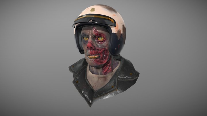 Police Zombie Head 3D Model