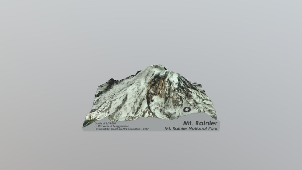 Mount Rainier Summit 1:75,000 Scale - 3D model by smartmAPPS [44018f7 ...