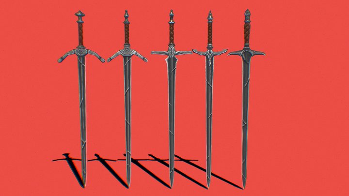 Low Poly Long Sword Pack 3D Model