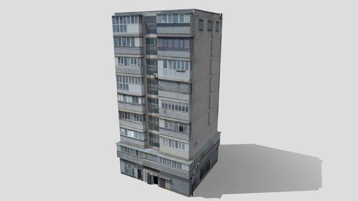 9 storey residential building 3D Model