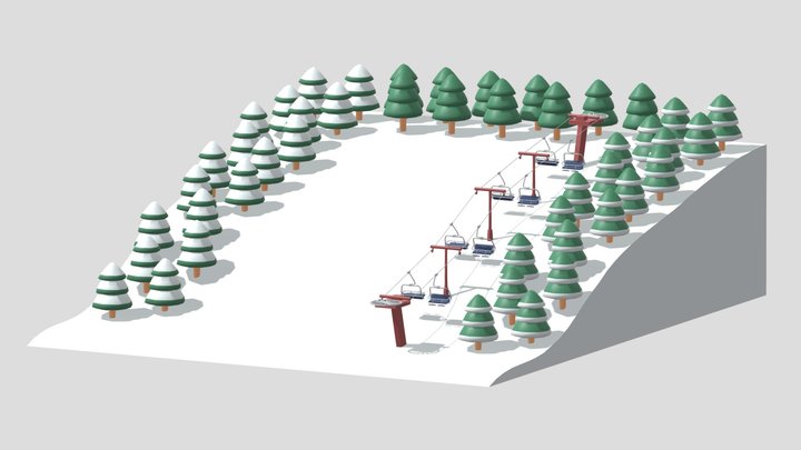 Ski Slope Lift Mountain Pack 3D Model
