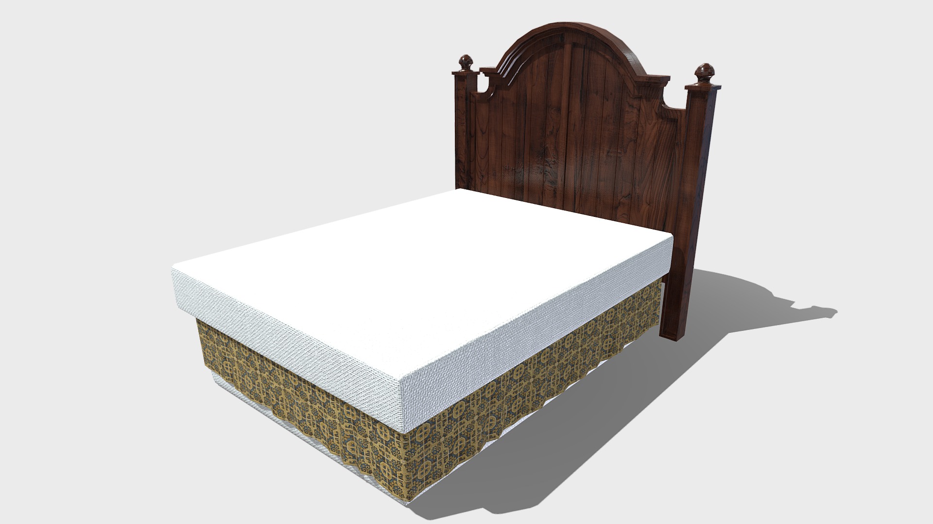 3D model Bed - This is a 3D model of the Bed. The 3D model is about a wooden bed frame.