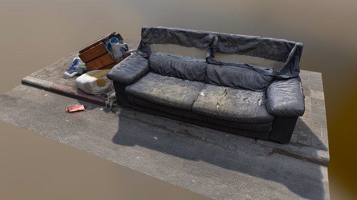 Abandoned sofa at Herzl St. Tel Aviv 2016 3D Model