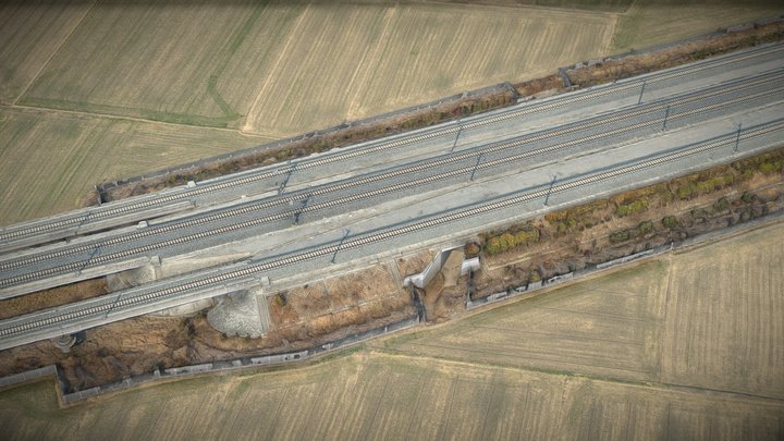 Highspeed railway, Country road and farmland – Modelo 3D gratuito STL