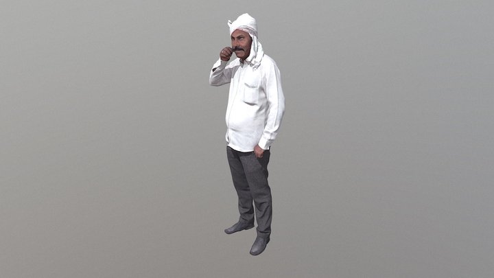 Indian Moustach Farmer 3D Model