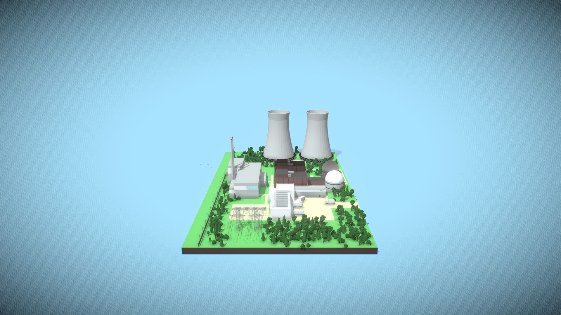 Nuclear Powerplant Low-poly - Free 3D model by Scilence (@Scilence) [44100dd]
