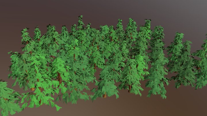4 Comicstyle Firs / Spruces Tree Pack (low-Poly) 3D Model