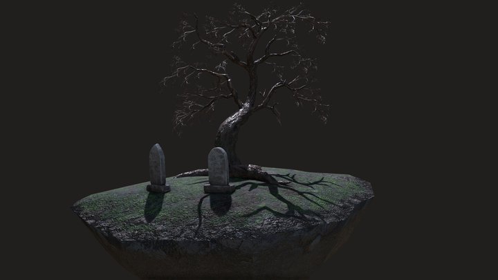 Grave Yard Scene 3D Model