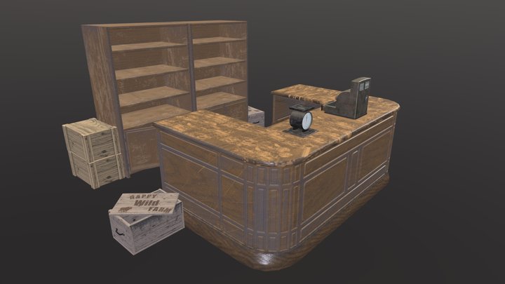 Vintage Grocery Store Interior 3D Model