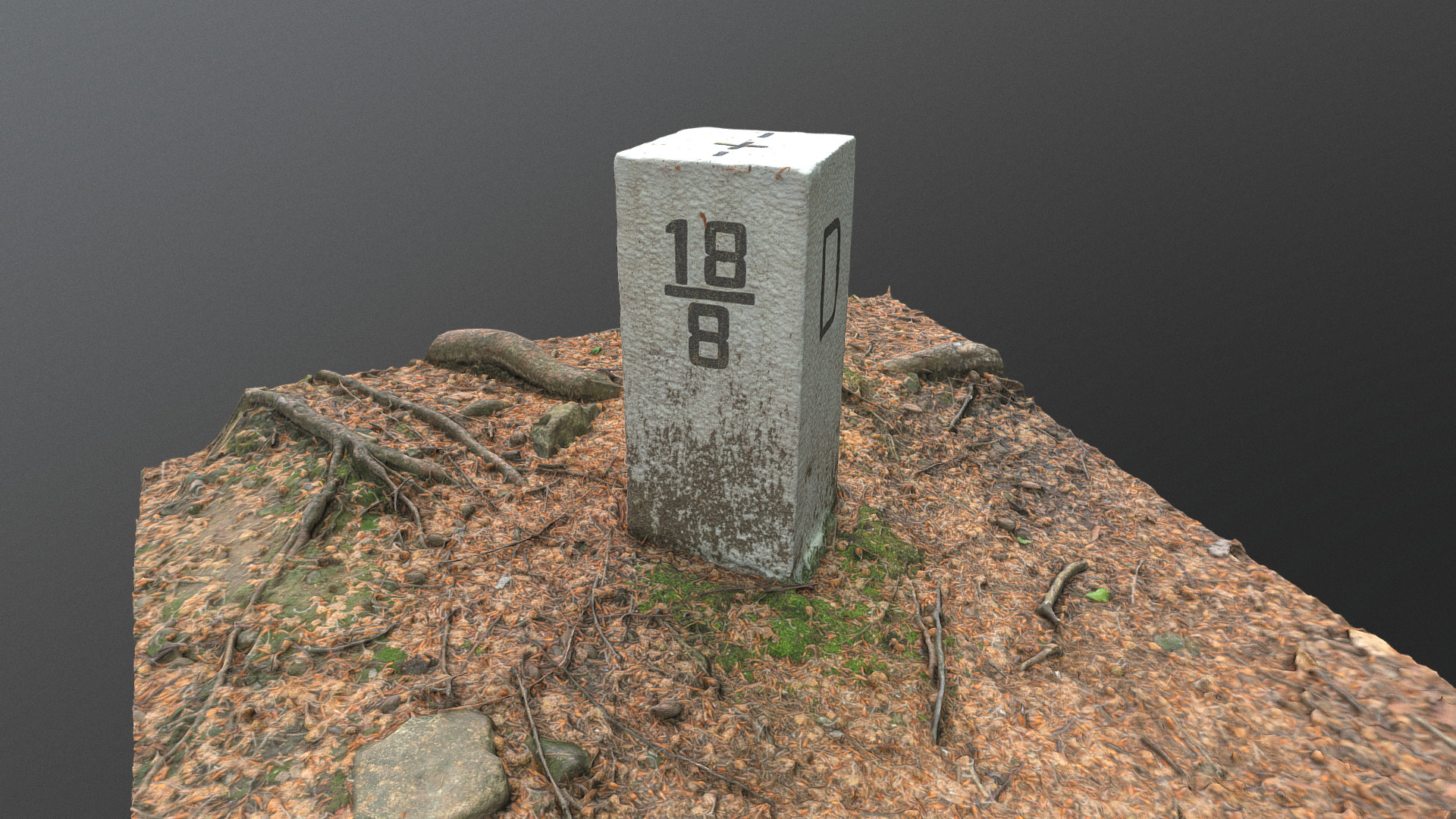 3D model Boundary marker border stone - This is a 3D model of the Boundary marker border stone. The 3D model is about a stone structure on a hill.