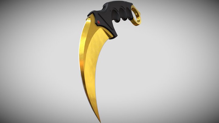 Karambit Knife Gold 3D Model