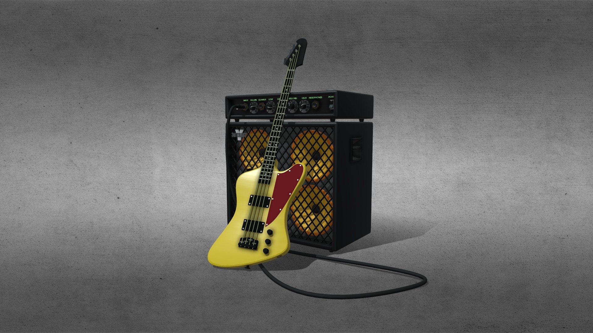 Bass guitar and combo amplifier