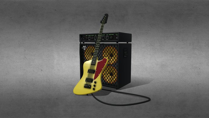 Bass guitar and combo amplifier – Free 3D Model STL