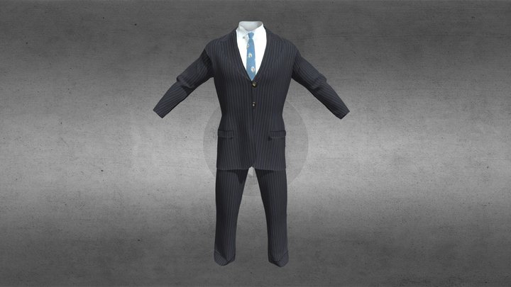 Traje de dos piezas para hombre 02, años 50 3D Model