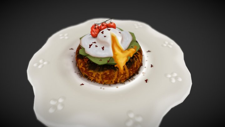 Low-Poly Food: Gourmet Breakfast 3D Model