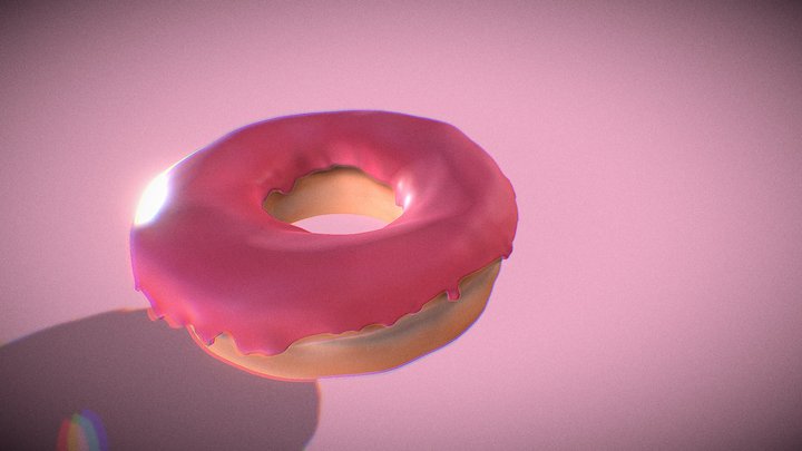 Cute Pink Donut 3D Model