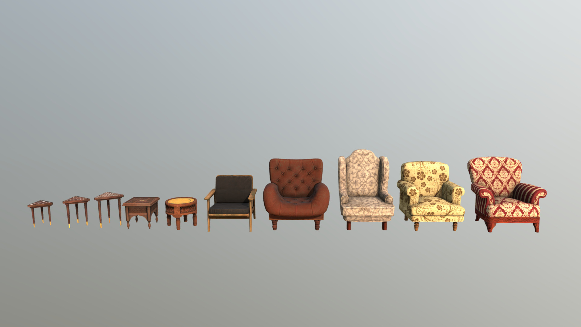 3D model Chairs - This is a 3D model of the Chairs. The 3D model is about a group of chairs and a table.