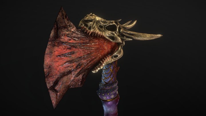 Dragon Age Inspired Battle Axe 3D Model