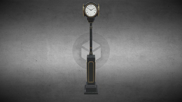 Classic Street Clock 3D Model