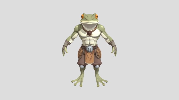 Muscular Humanoid Frog Warrior 3D Model
