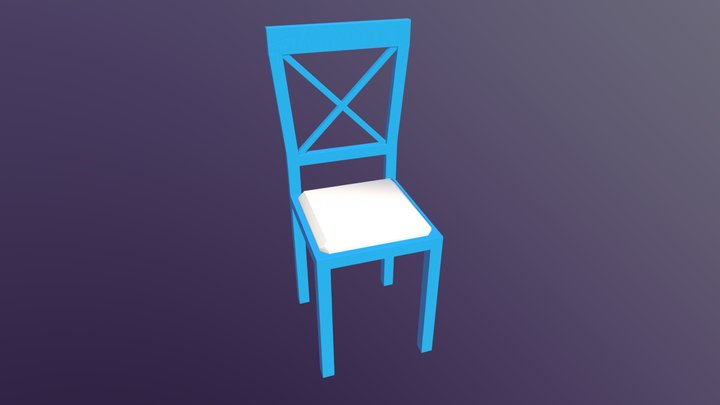 Greek Dining Chair Blue 3D Model