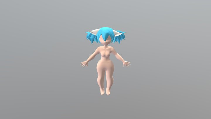Blank Female FoxGirl(Rigged) 3D Model