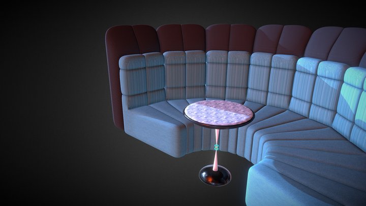 Round Leather Sofa and Table 3D Model