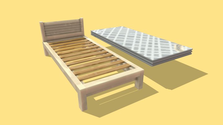 Bed frame low poly | blockbench 3D Model