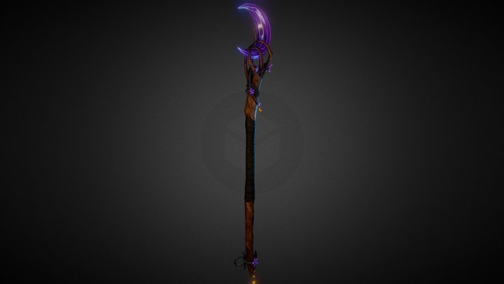 Low-Poly 3D Model Emissive Magic Staff 3D Model