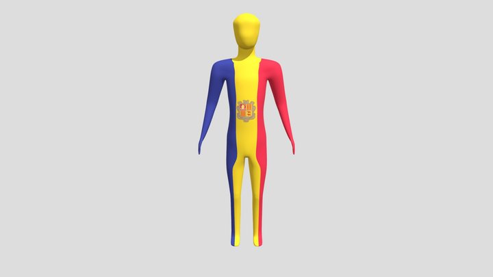 Andorra Man Character Flag 3D Model