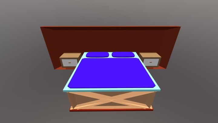 Modern Wooden Bed – Stylish 3D Furniture Model 3D Model
