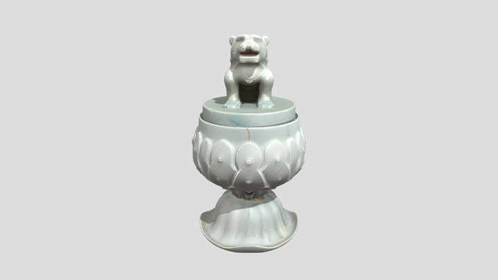 Decorative jade lion on pedestal 3D Model