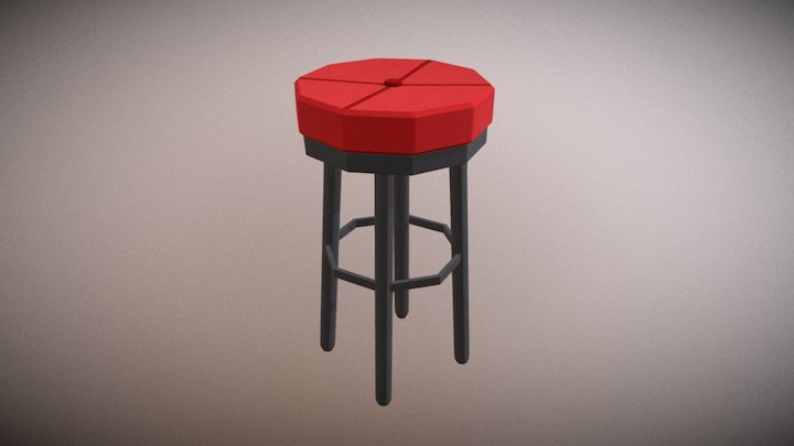 Simple low poly stool 3D Model