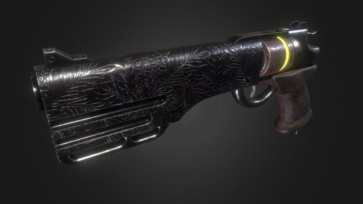 Revolver Black Rose 3D Model