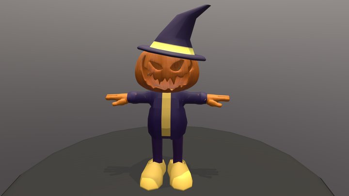 Halloween Pumpkin Character 3D Model