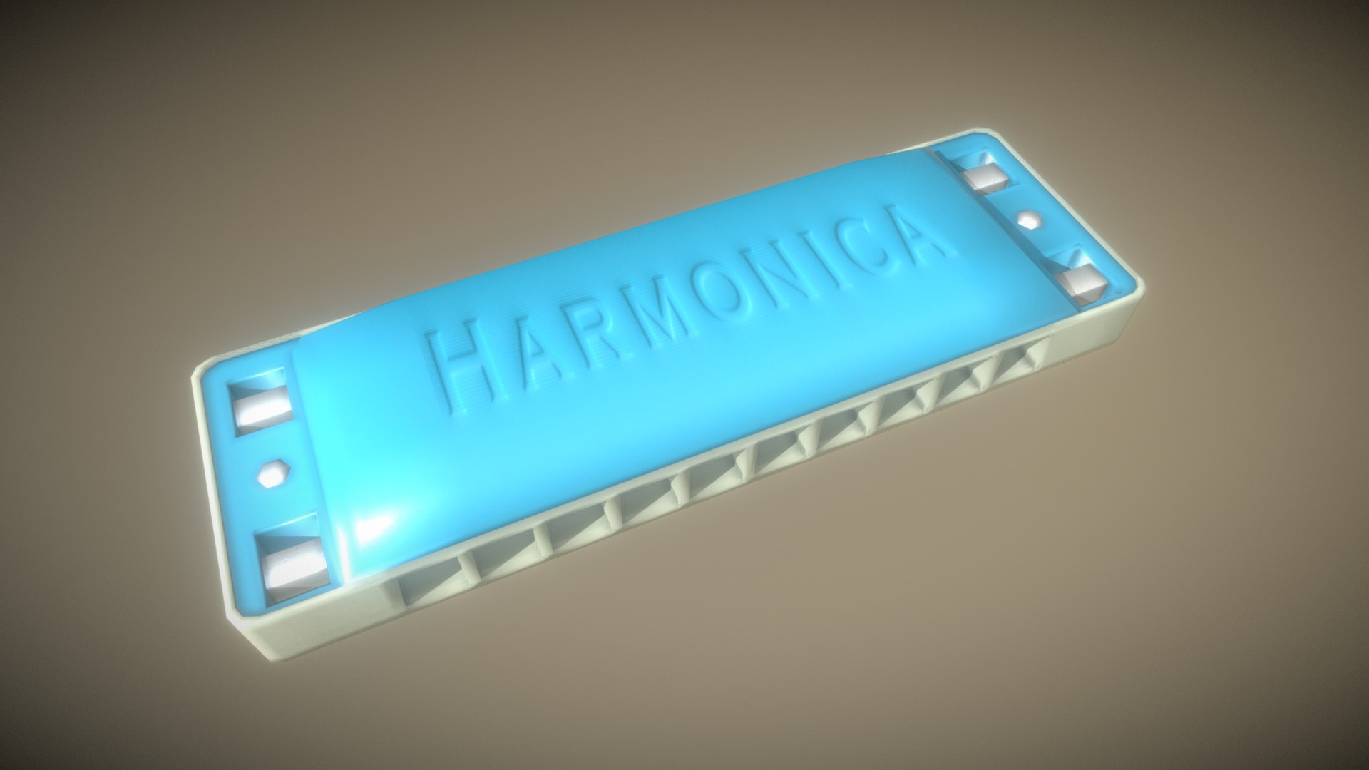 3D model Game Ready Harmonica Plastic Blue White Low Poly - This is a 3D model of the Game Ready Harmonica Plastic Blue White Low Poly. The 3D model is about a blue rectangular object.