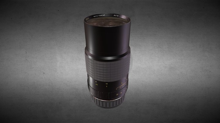 135mm Old lens (low-poly) 3D Model