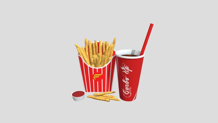 Fries with Drink 3D Model