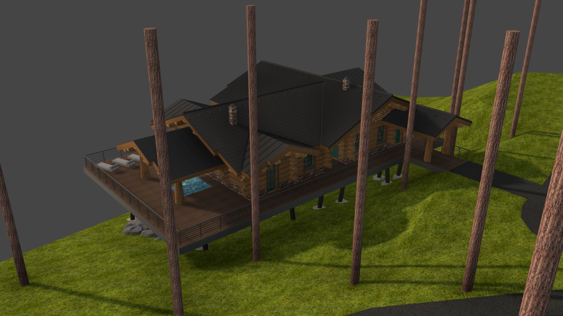 3D model АРХЫЗ 5 - This is a 3D model of the АРХЫЗ 5. The 3D model is about a house on a swing set.
