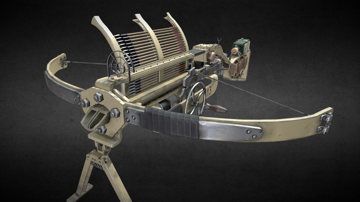 Dieselpunk  machinegun-crossbow 3D Model