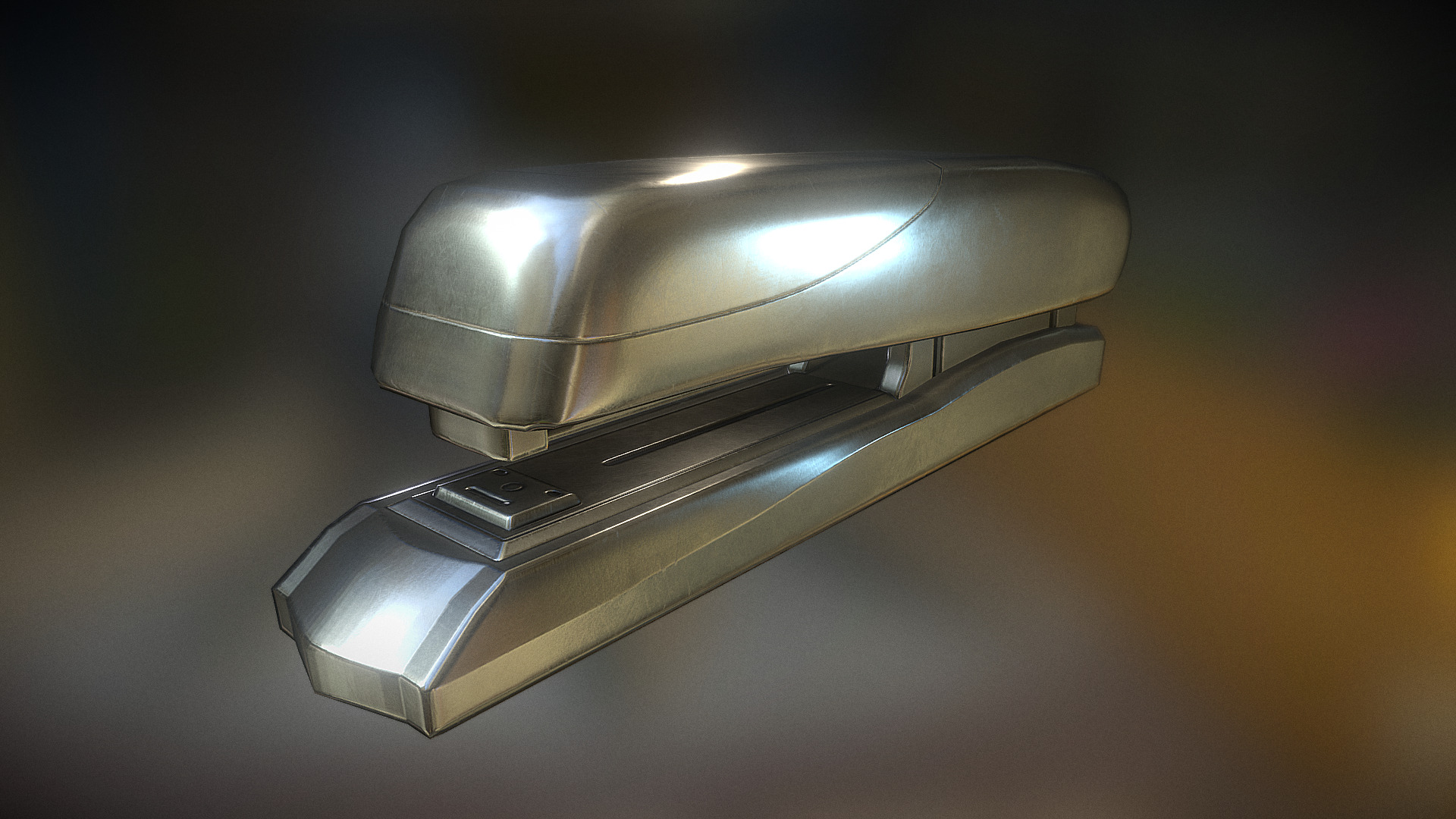 3D model Stapler Rigged And Animated Silver Version - This is a 3D model of the Stapler Rigged And Animated Silver Version. The 3D model is about a silver and black object.