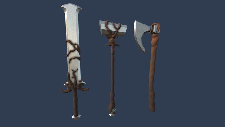 Stylized weapons 3D Model
