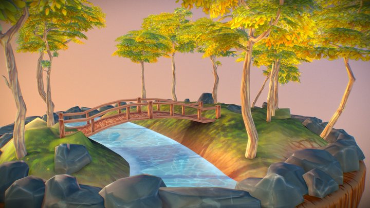 Hand Painted Terrain 3D Model