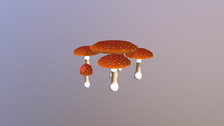 Simple cartoon mushrooms #2 3D Model