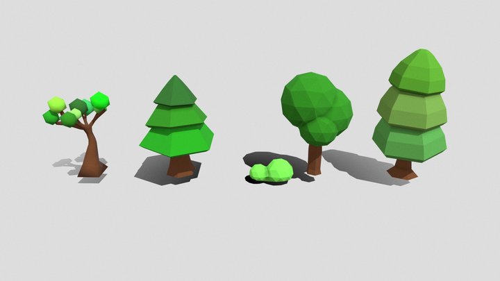 Low polly Forest trees – Gratis 3D-model STL