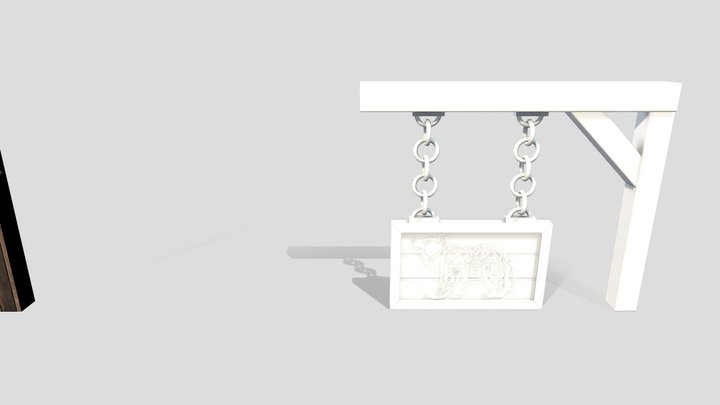Bear Inn Signboard Blender 3D Model