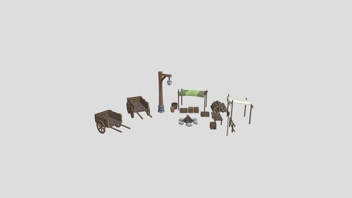 Medieval Props Minipack 4 - Market Props 3D Model