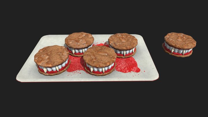 Halloween Fangs Sandwich Set 3D Model 3D Model