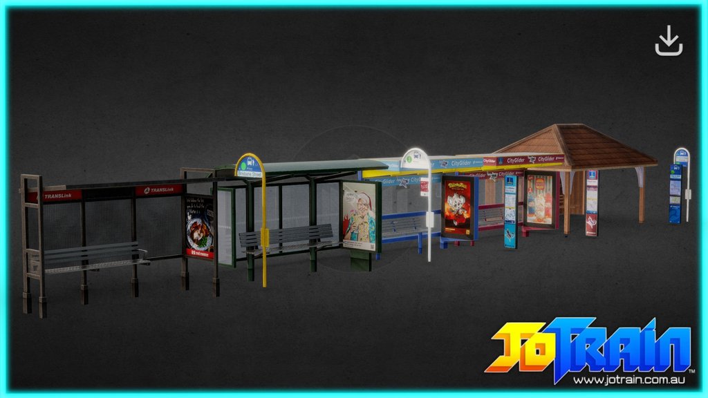 Bus Stop Shelters & Sign Pack | Australian