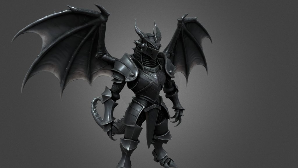 Winged Dark Gothic Knight with Dragon Helmet